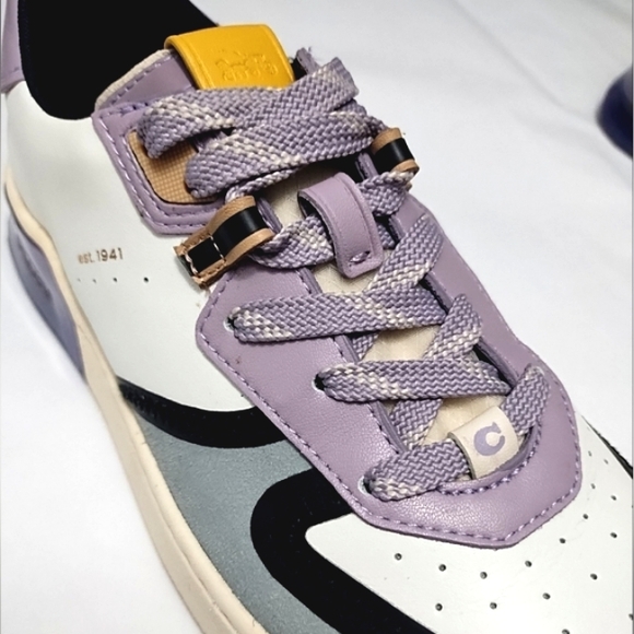 Coach women's citysole Court Sneakers Shoes Lace Up Light/C Blue Lilac Purple - Picture 5 of 13